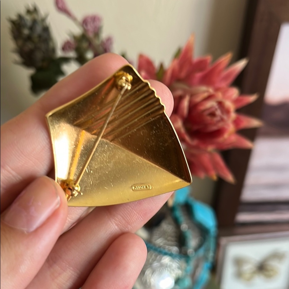 Monet Gold Geometric Brooch - Picture 2 of 4